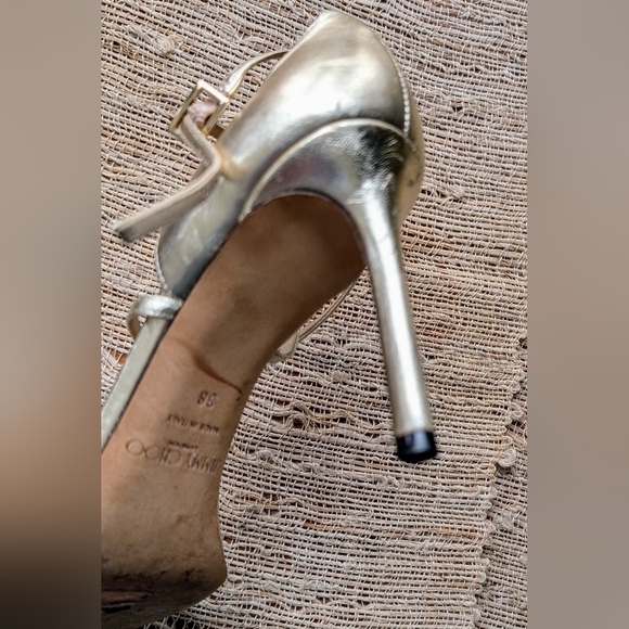 Jimmy Choo Gold Strappy Heels - Picture 8 of 9